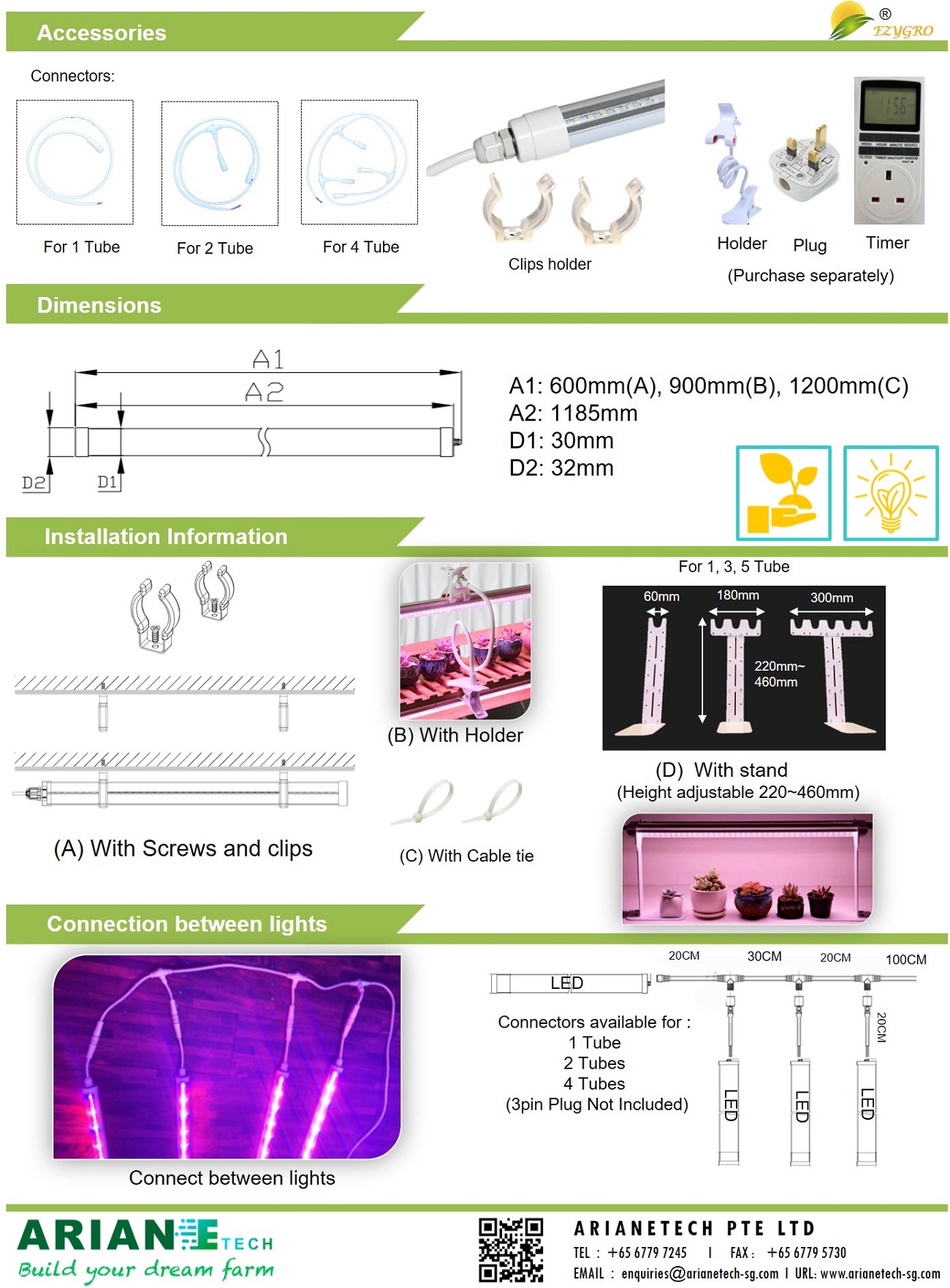 Installation guide EGTHIP65 EZYGRO LED grow light series
